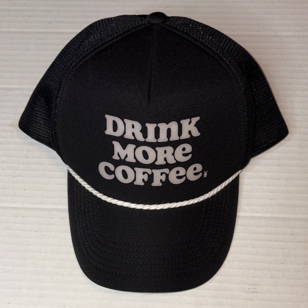 Black Trucker Hat with White Text